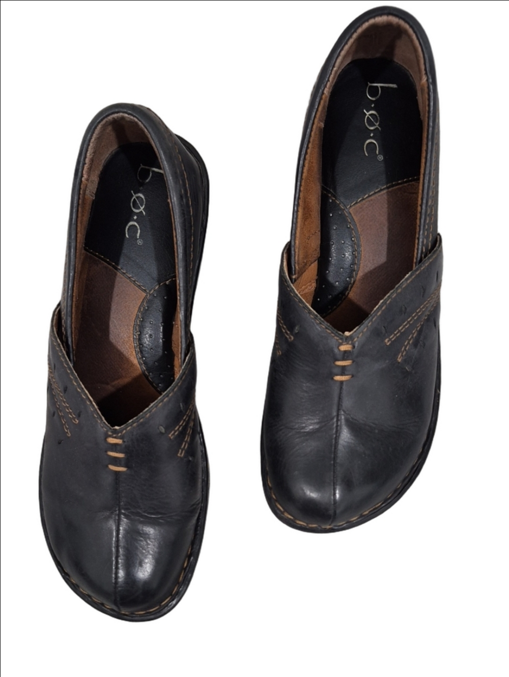 b.ø.c. b.o.c. Born Concept Women's Black Leather Clogs Mules Nurse Comfort Shoes